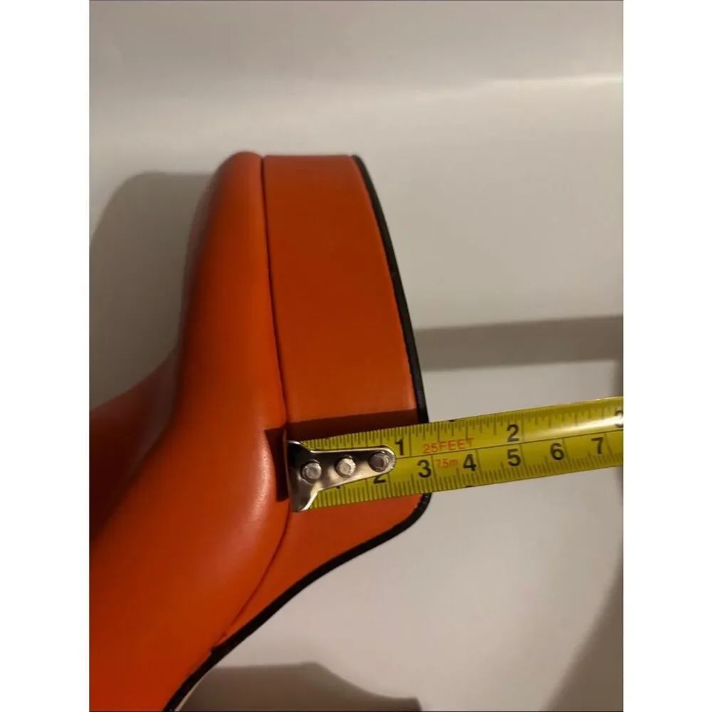 Alohas Clock Out Leather Pomelo Orange Mules Heeled Sandals Size 36/6